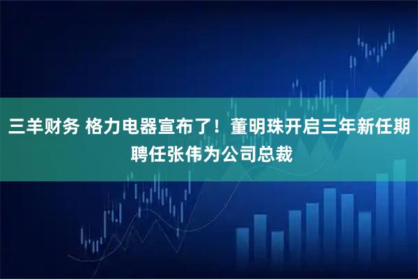 三羊财务 格力电器宣布了！董明珠开启三年新任期 聘任张伟为公司总裁